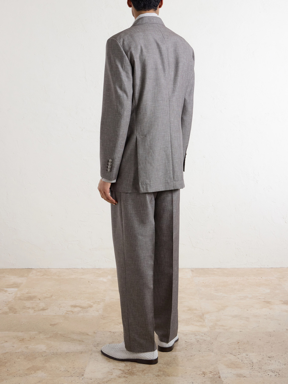 Straight-Leg Pleated Wool Suit Trousers