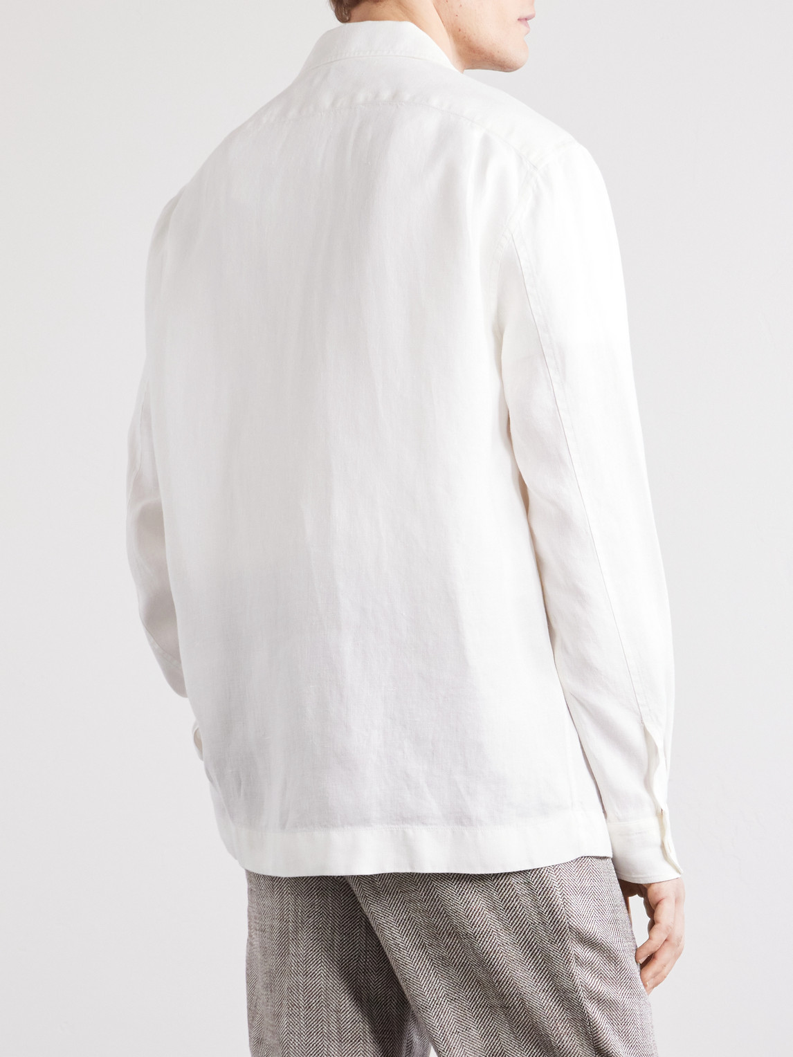  Brunello Cucinelli - Guayabera Linen Overshirt - Men - White - M 
