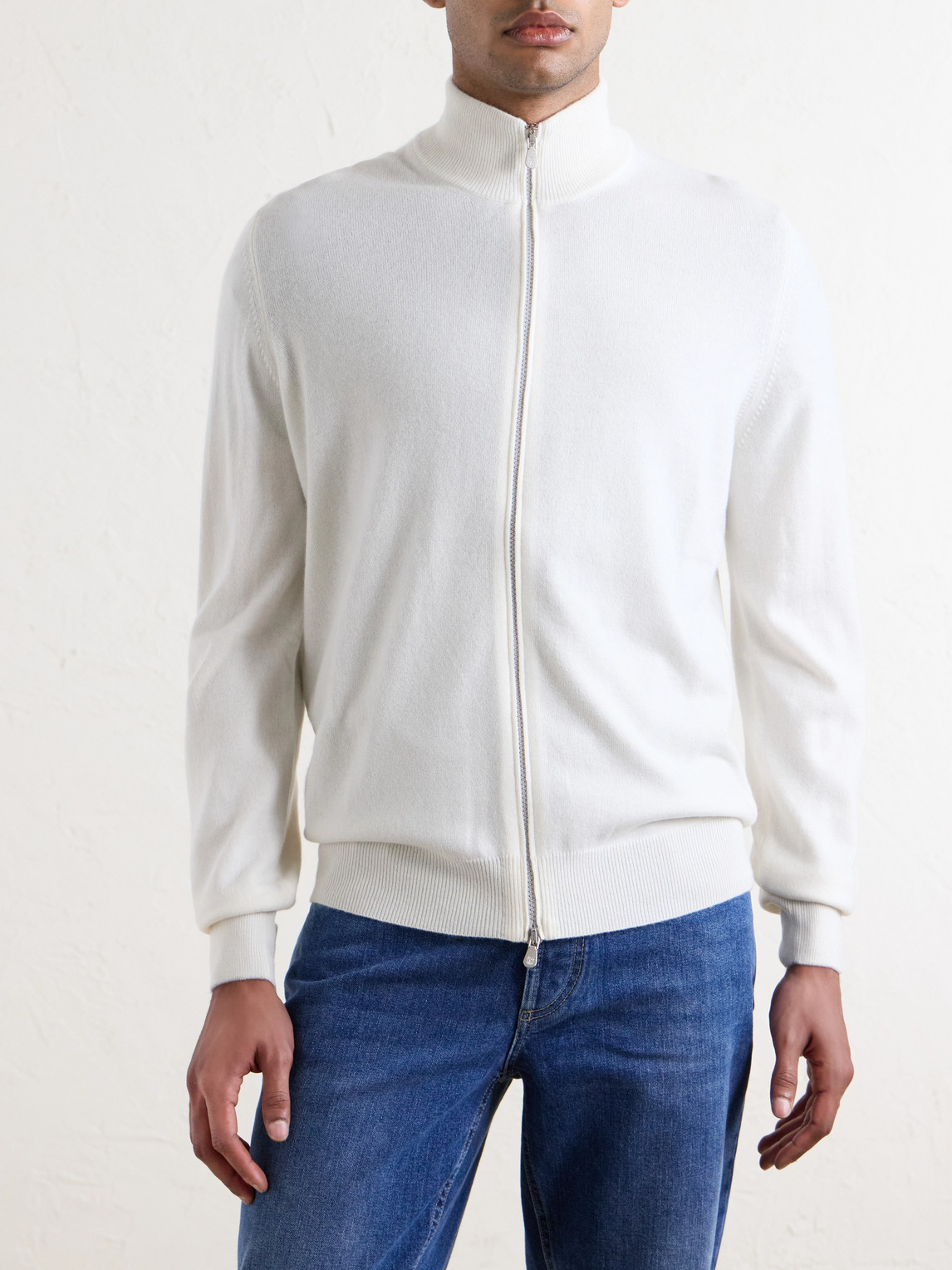 Cashmere Zip-Up Sweater