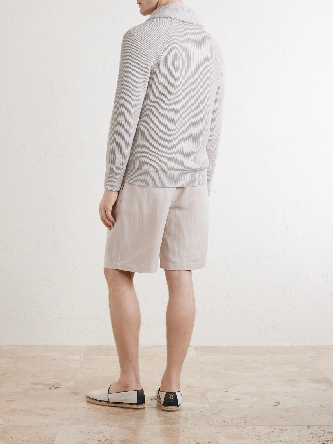  Brunello Cucinelli - Shawl-collar Ribbed Cotton Cardigan - Men - Neutrals - It 46 