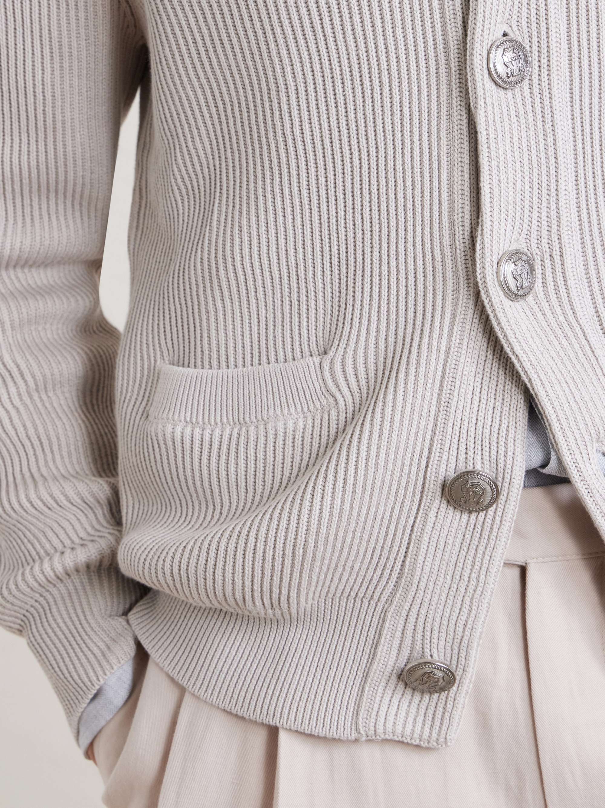 BRUNELLO CUCINELLI Shawl-Collar Ribbed Cotton Cardigan for Men