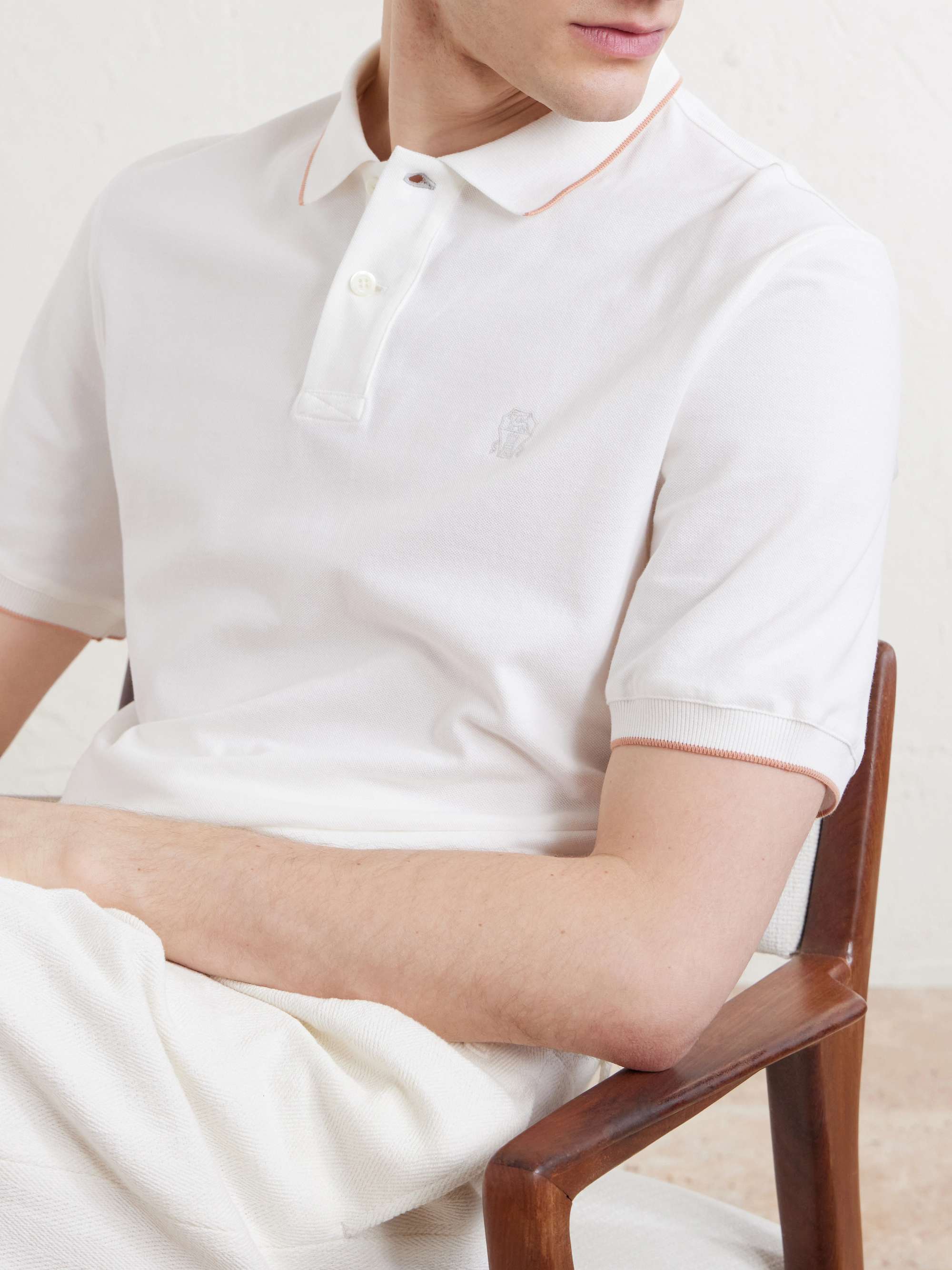 BRUNELLO CUCINELLI Logo-Embroidered Cotton Polo Shirt for Men | MR