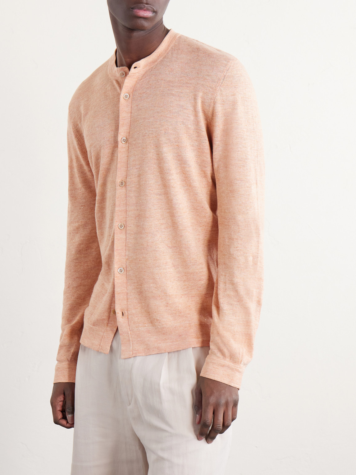  Brunello Cucinelli - Linen And Cotton-blend Cardigan - Men - Orange - It 46 