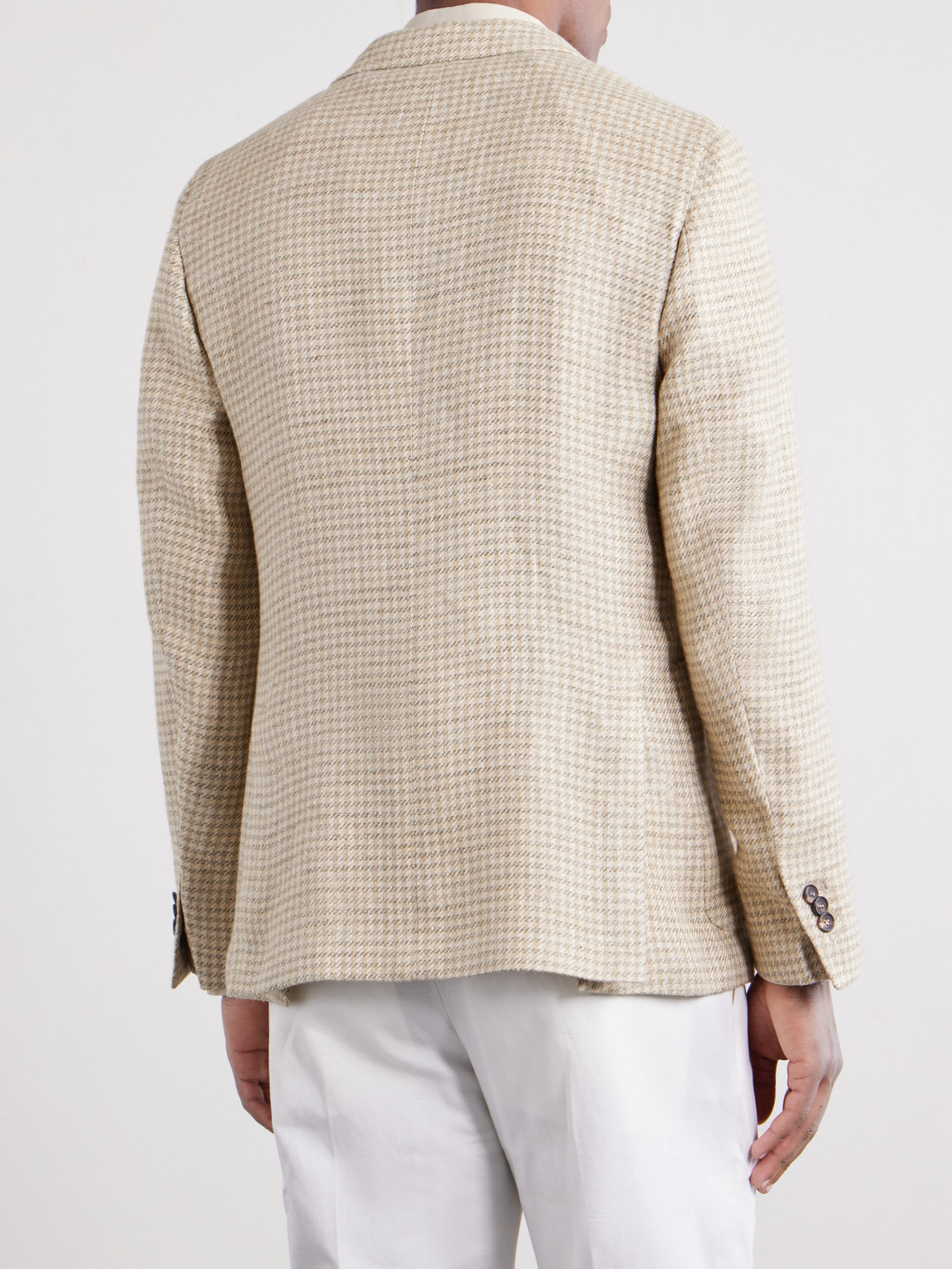 Houndstooth Linen And Silk-Blend Blazer