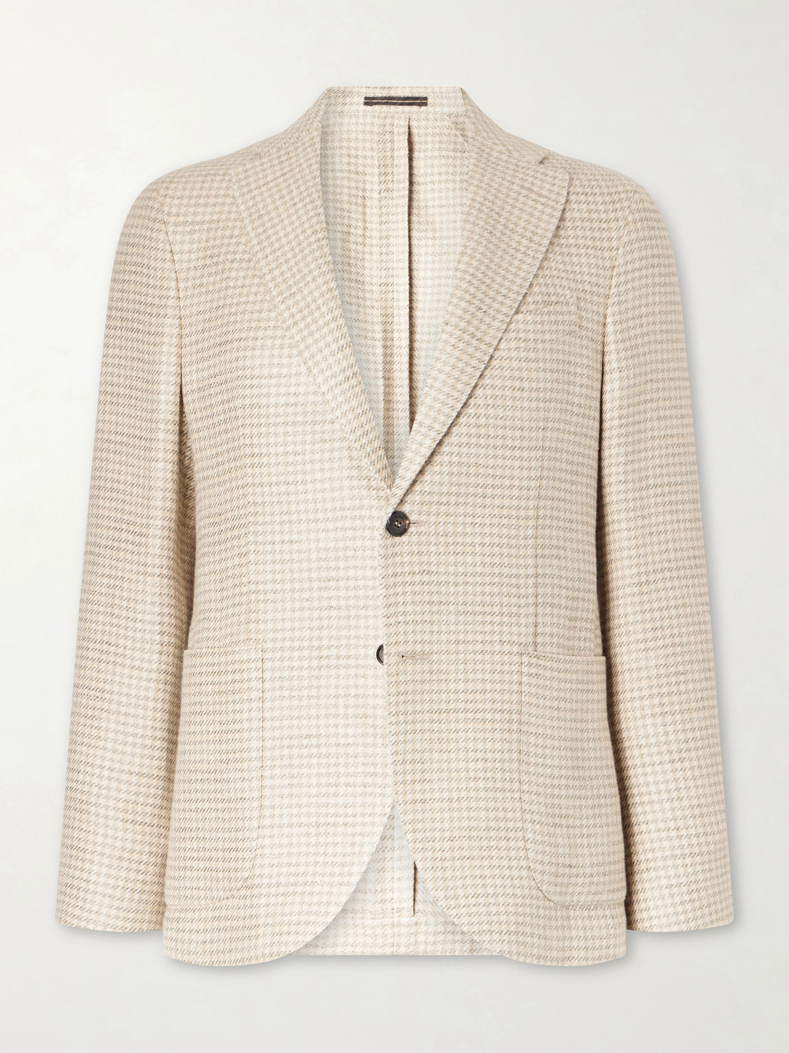 Slowear Houndstooth Linen And Silk-blend Blazer In Brown