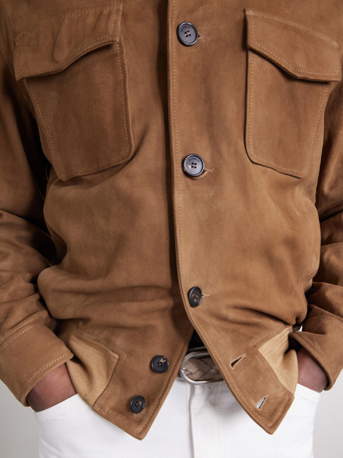 Slowear Suede Bomber Jacket In Brown