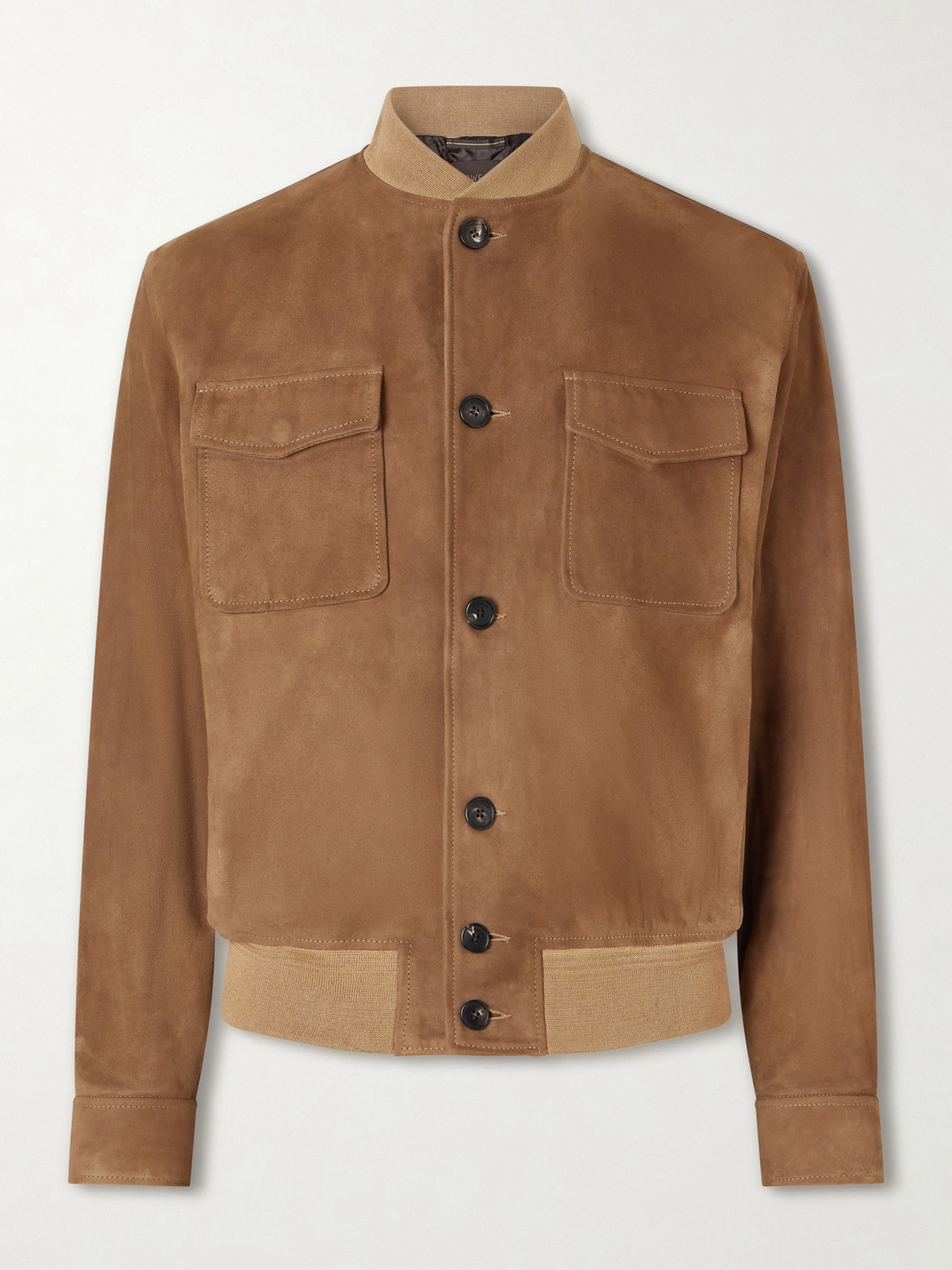 Slowear Suede Bomber Jacket In Brown