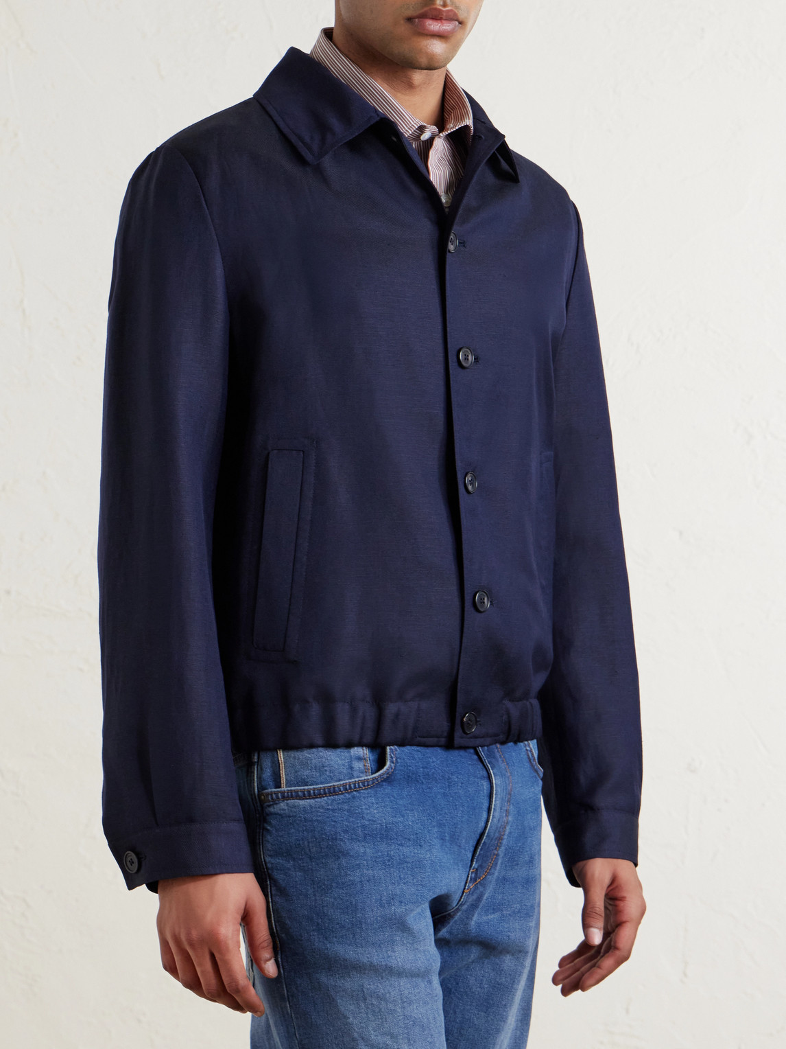  Slowear - Wool And Linen-blend Bomber - Men - Blue - It 50 