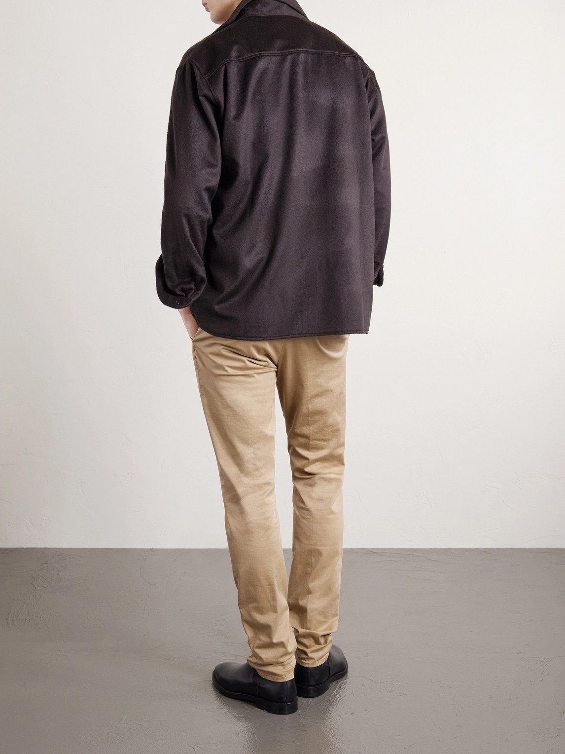 Tapered Stretch-Cotton Gabardine Trousers Slim-Fit