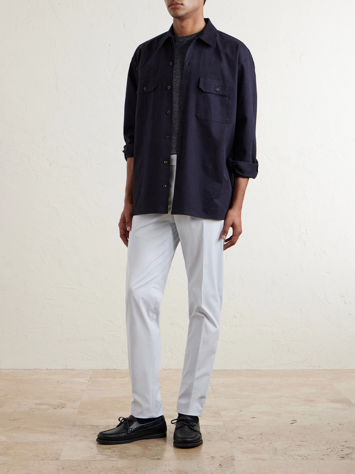 Tapered Stretch-Cotton Trousers