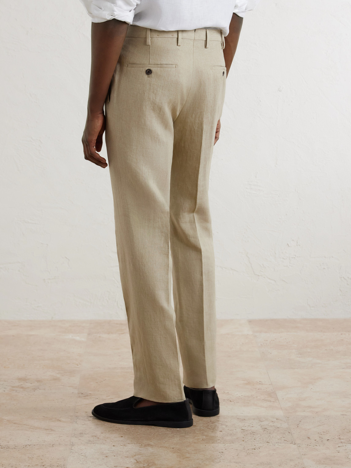 Incotex Straight-Leg Pleated Linen Trousers