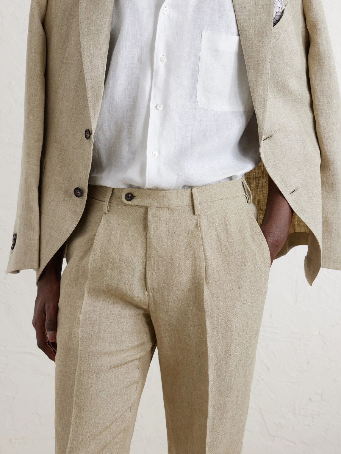 Incotex Straight-Leg Pleated Linen Trousers