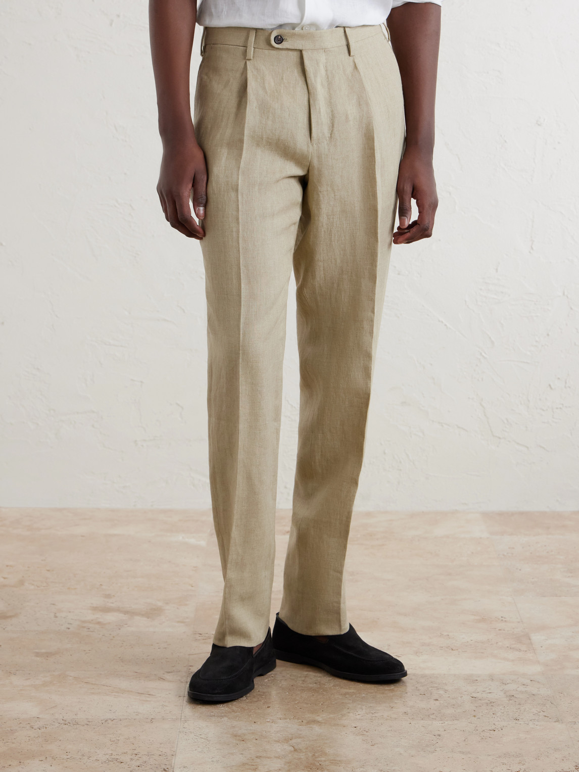 Incotex Straight-Leg Pleated Linen Trousers