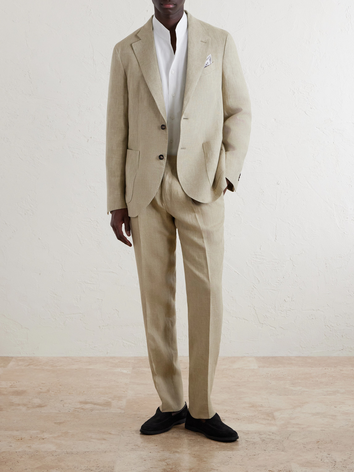 Incotex Straight-Leg Pleated Linen Trousers