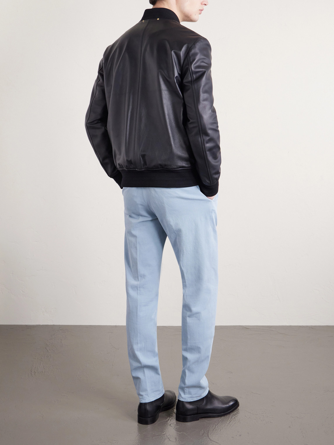 Tapered Pleated Cotton-Blend Gabardine Trousers