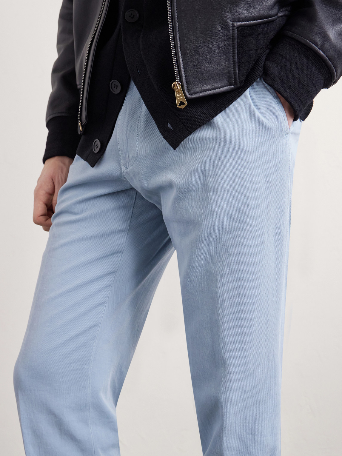 Tapered Pleated Cotton-Blend Gabardine Trousers