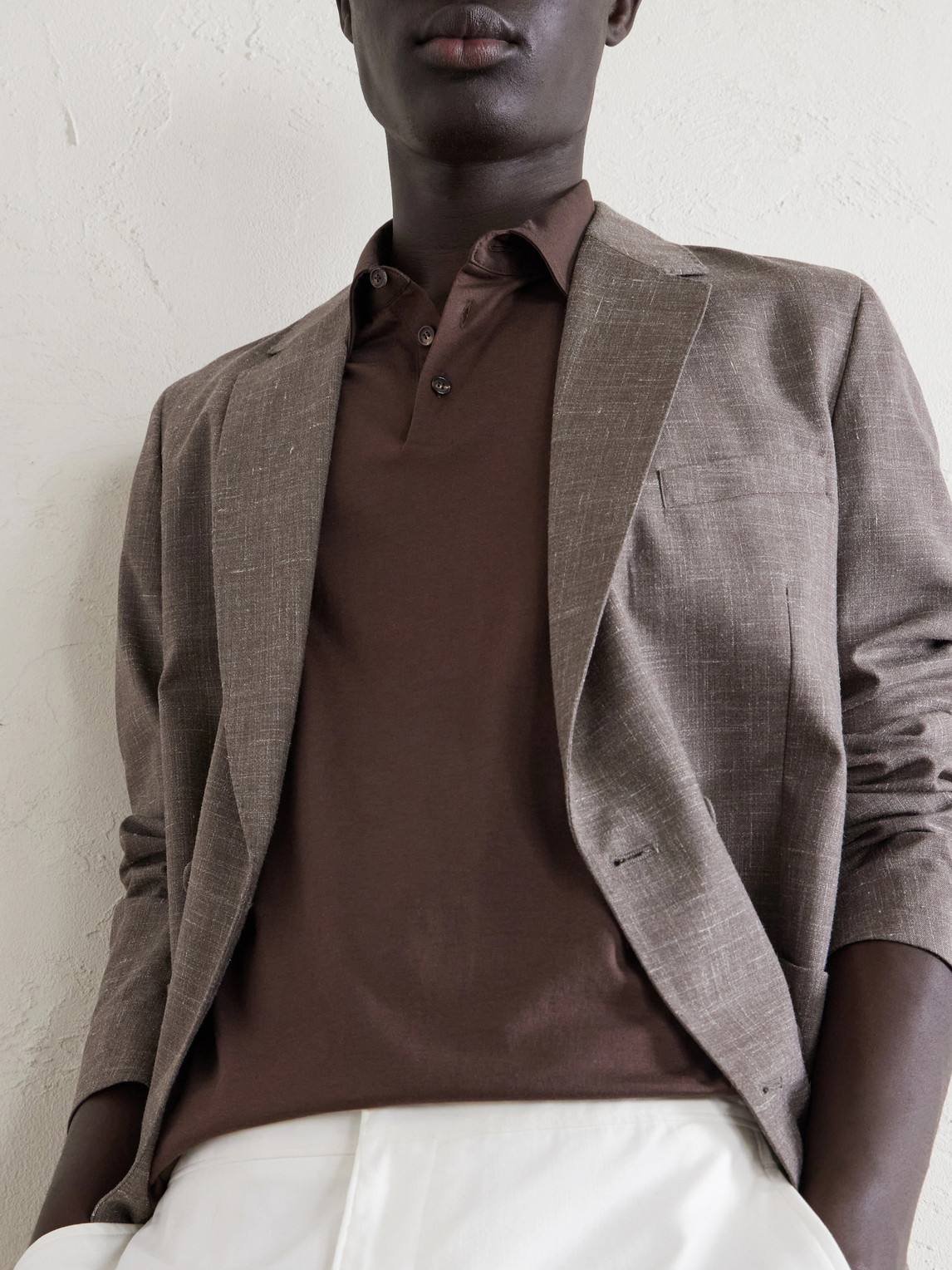 Cotton And Silk-Blend Jersey Polo Shirt