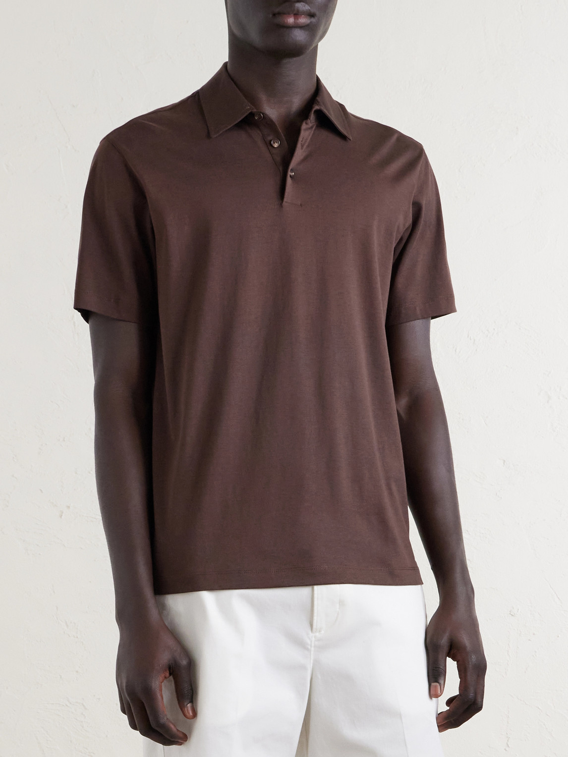Cotton And Silk-Blend Jersey Polo Shirt