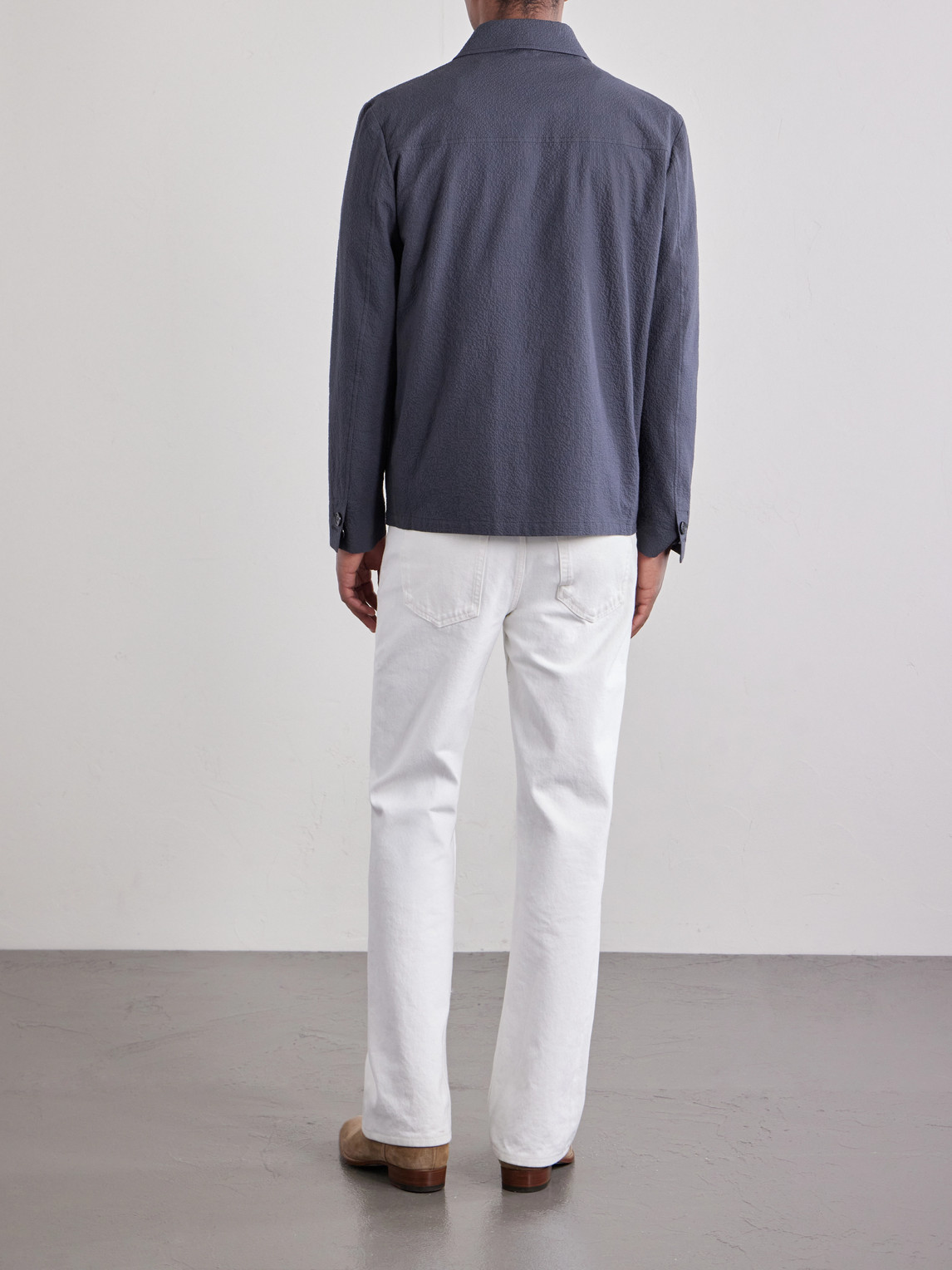 Incotex Cotton And Silk-Blend Seersucker Overshirt