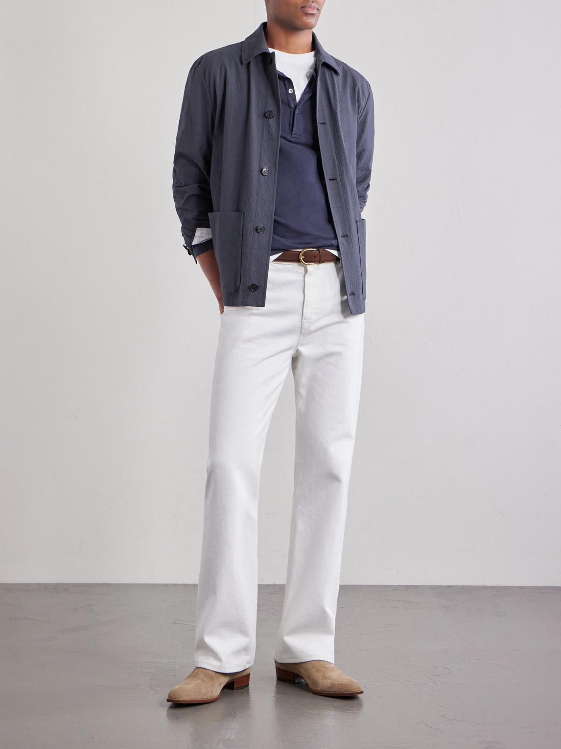 Incotex Cotton And Silk-Blend Seersucker Overshirt