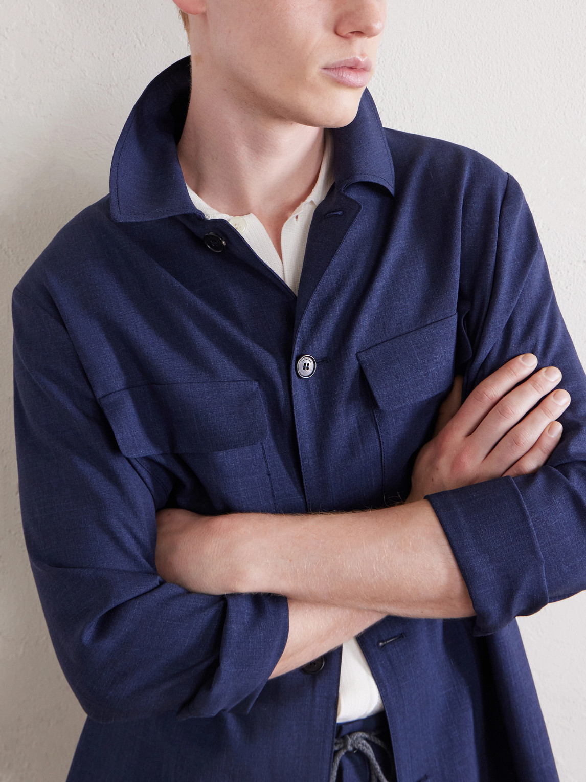 Incotex Wool, Silk And Linen-Blend Overshirt