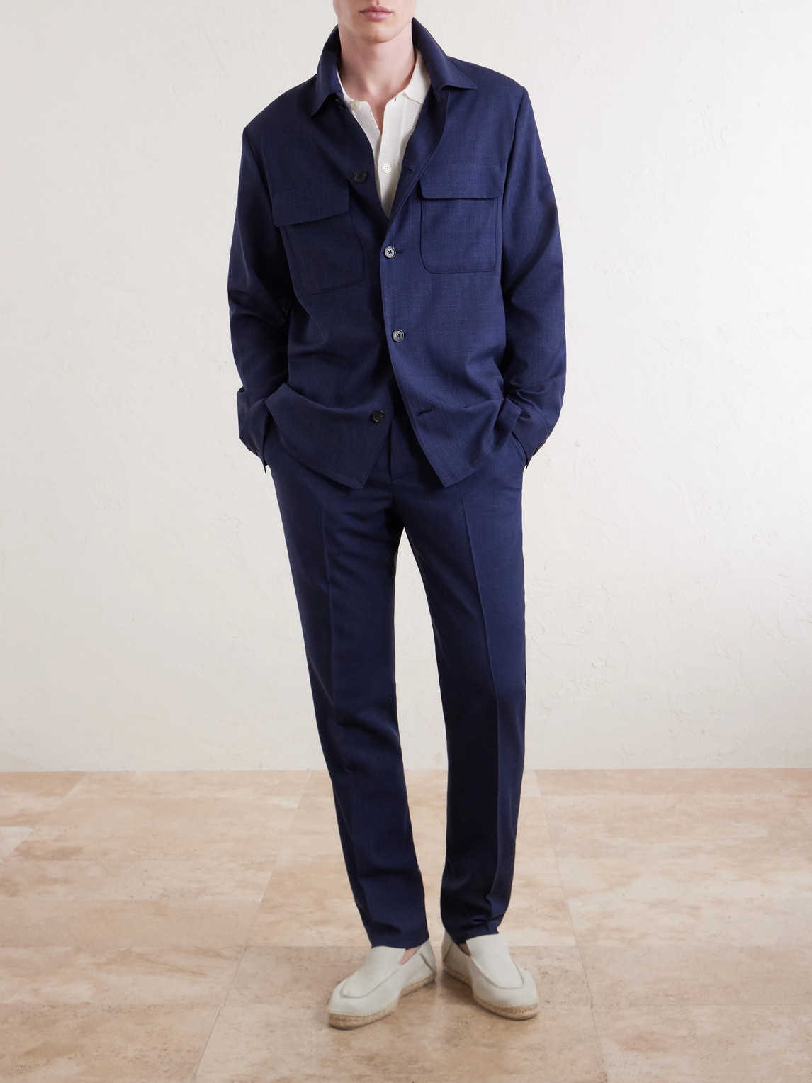 Incotex Wool, Silk And Linen-Blend Overshirt