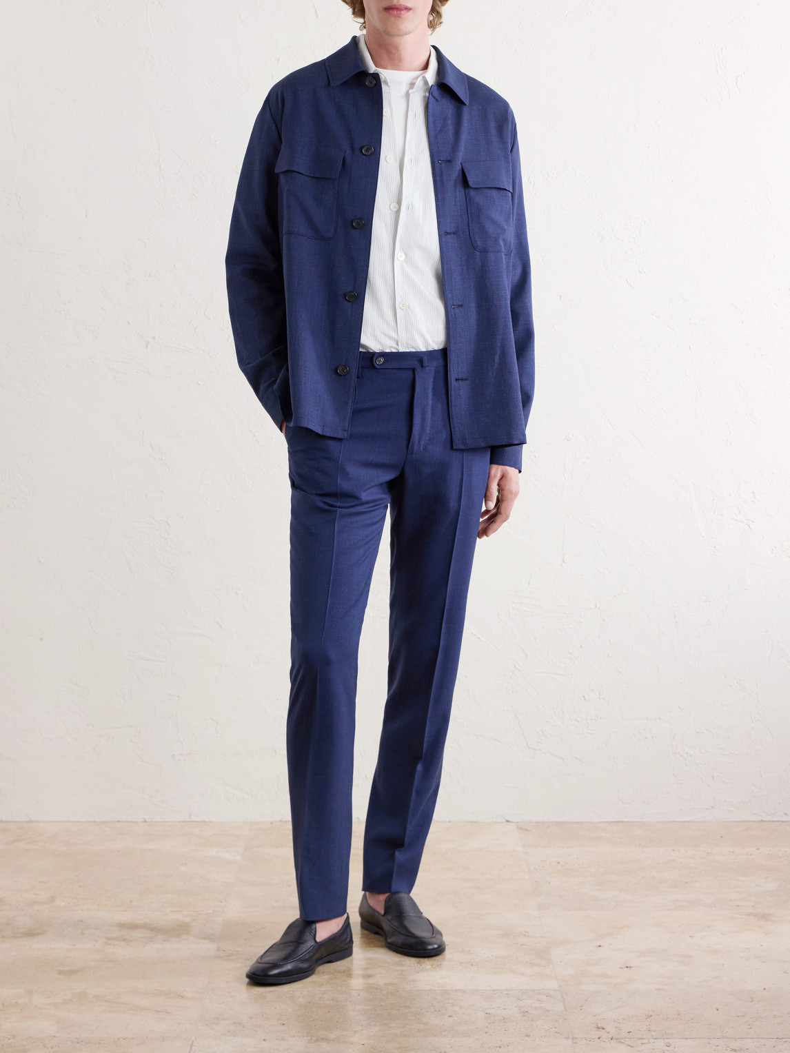 Incotex Straight-Leg Pleated Virgin Wool, Silk And Linen-Blend Trousers