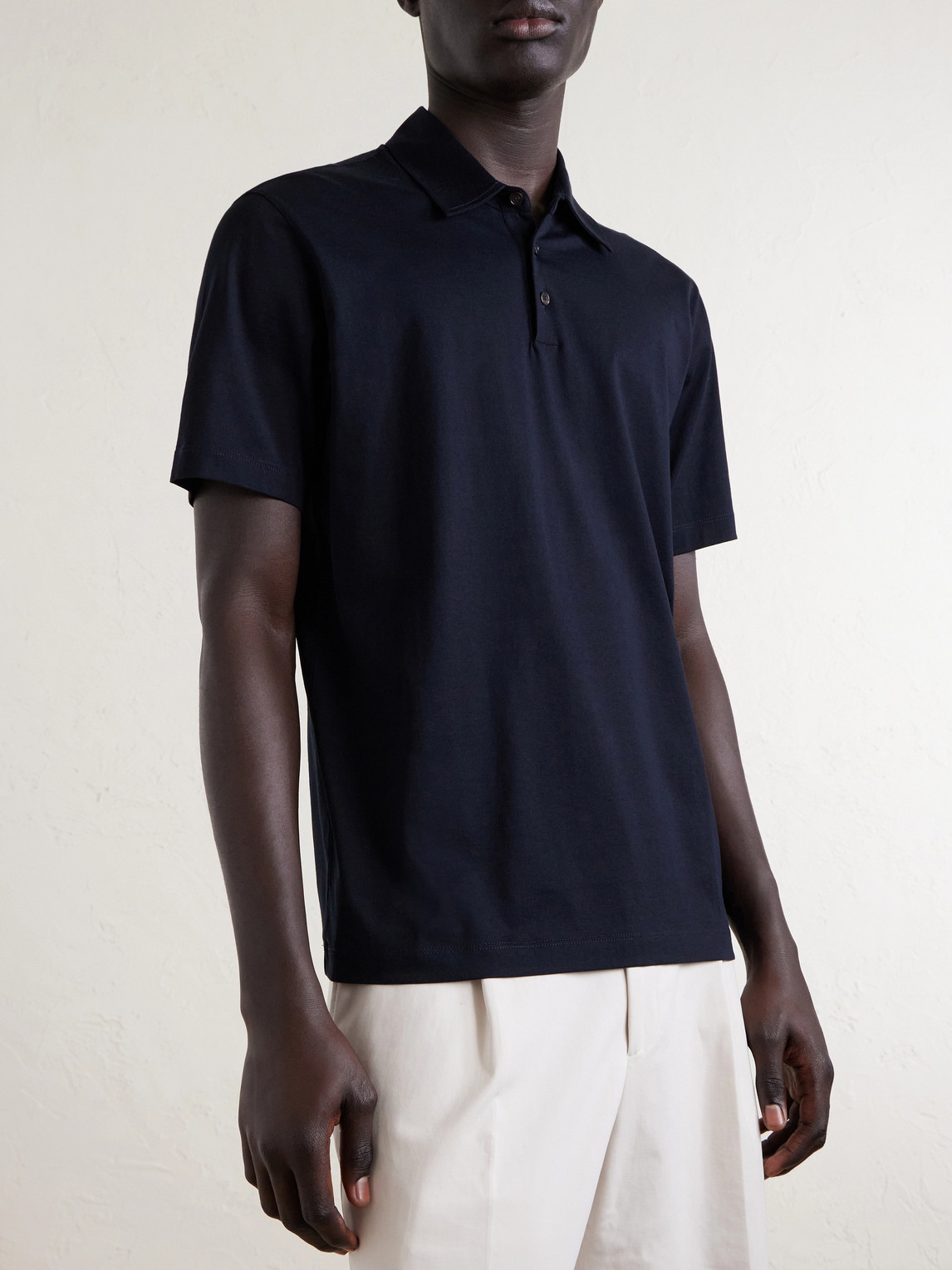 Cotton And Silk-Blend Jersey Polo Shirt