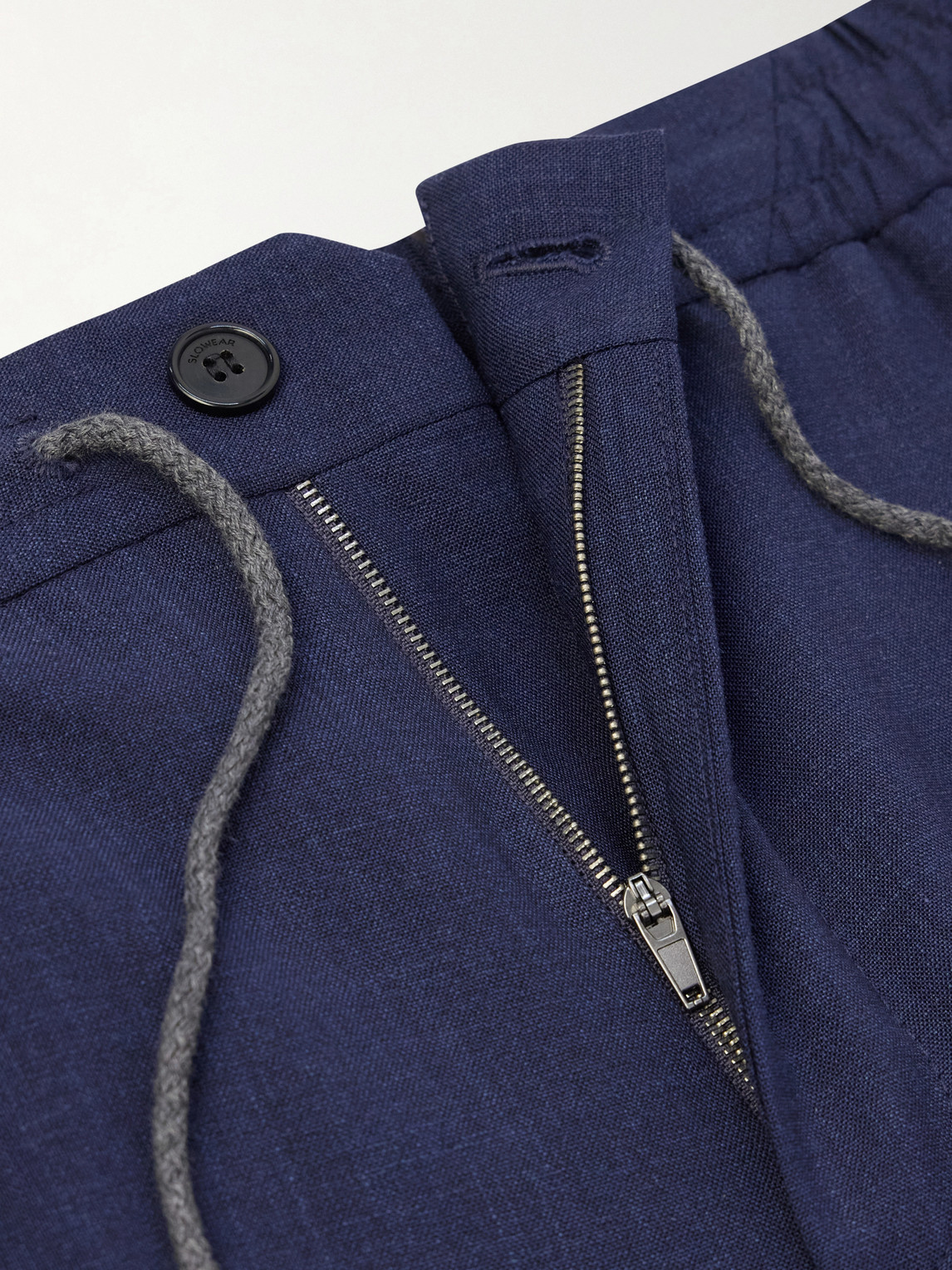 Tapered Pleated Virgin Wool, Silk And Linen-Blend Drawstring Trousers