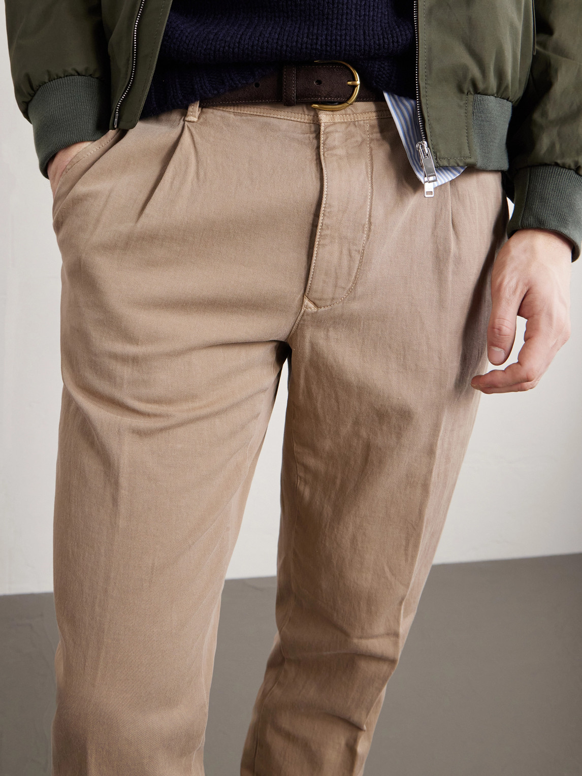 Tapered Pleated Cotton-Blend Gabardine Trousers