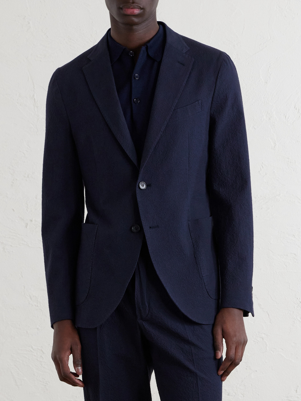  Slowear - Seersucker Suit Jacket - Men - Blue - It 46 