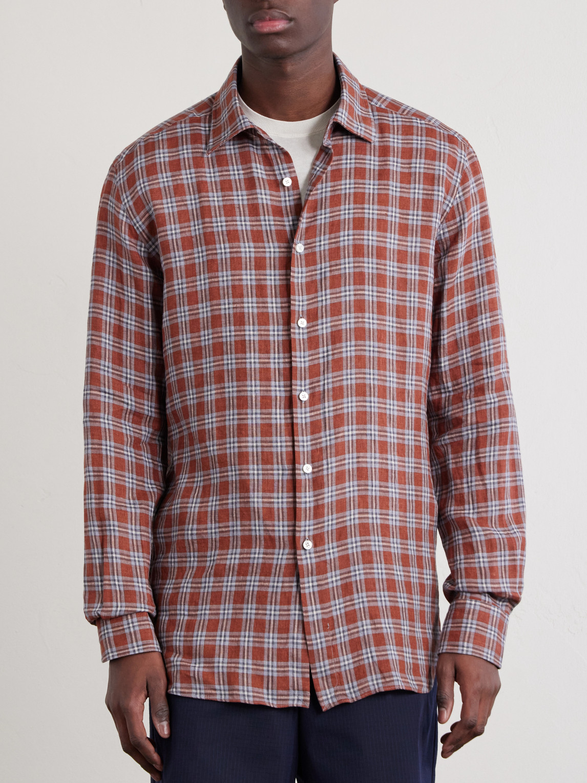  Slowear - Checked Linen Shirt - Men - Red - Eu 38 