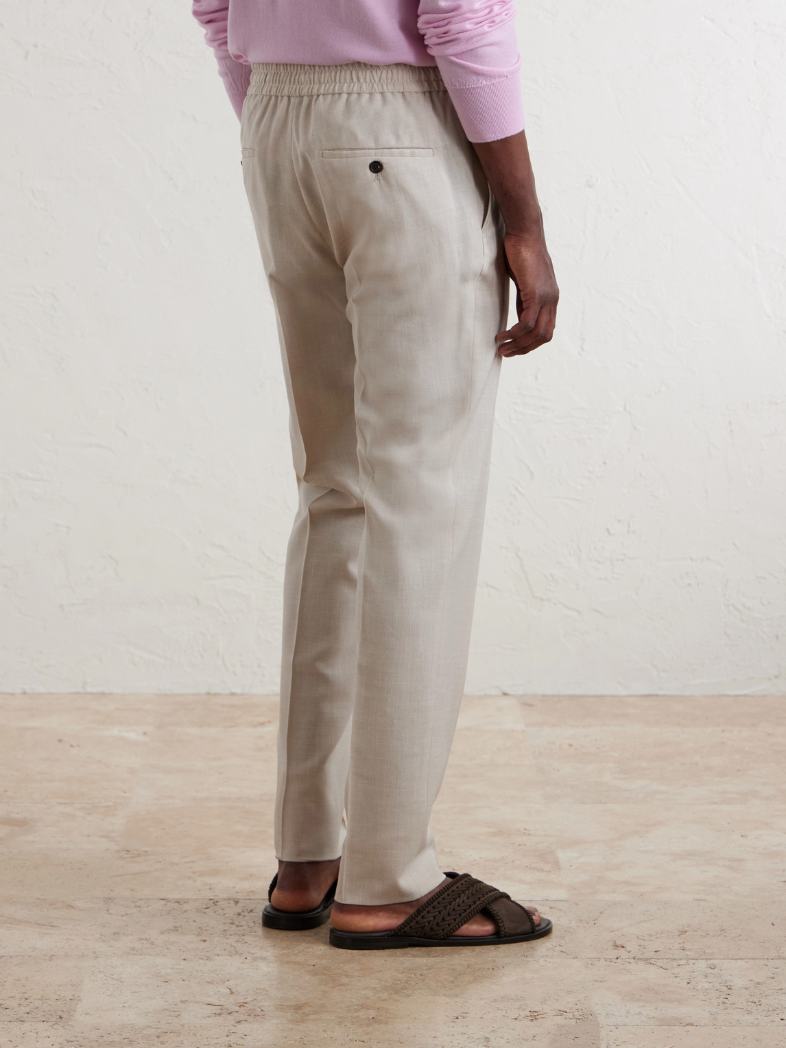 Straight-Leg Pleated Virgin Wool