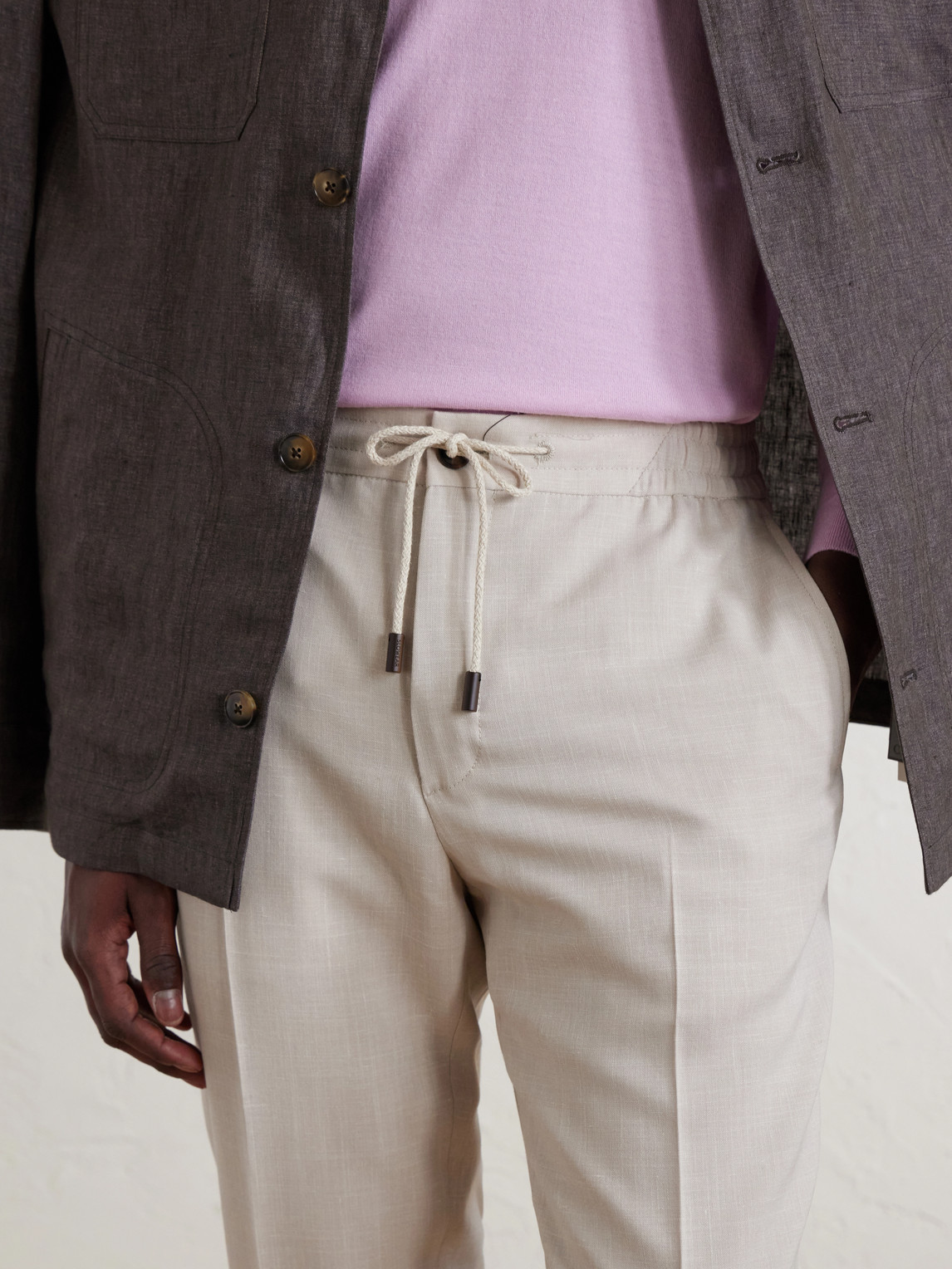 Straight-Leg Pleated Virgin Wool
