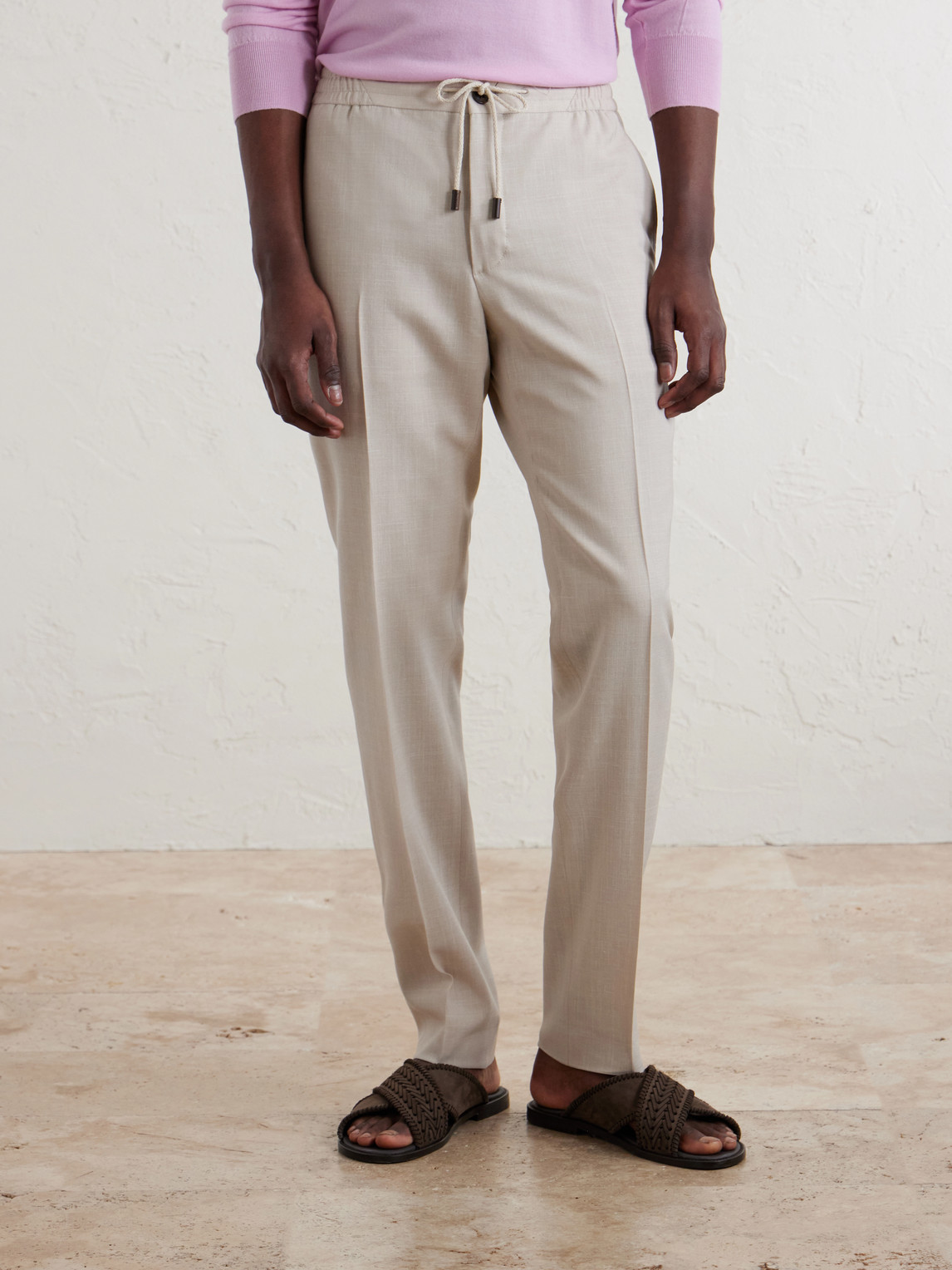 Straight-Leg Pleated Virgin Wool