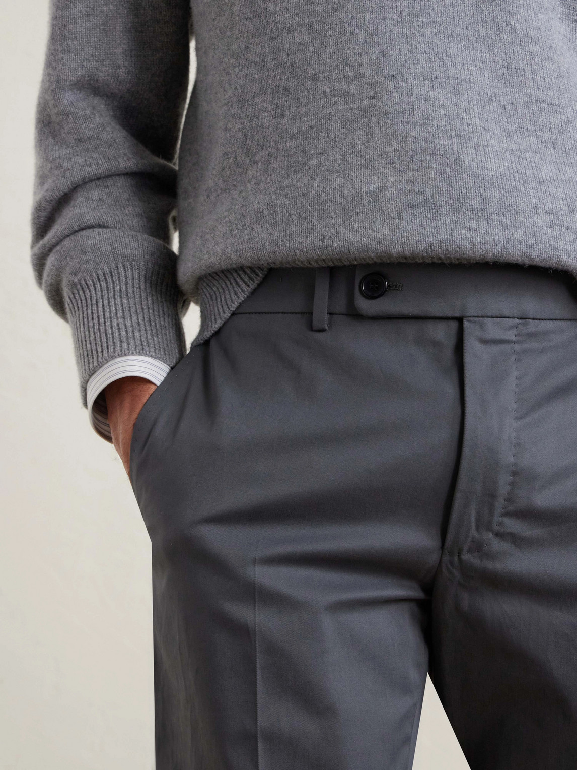 Tapered Stretch-Cotton Trousers