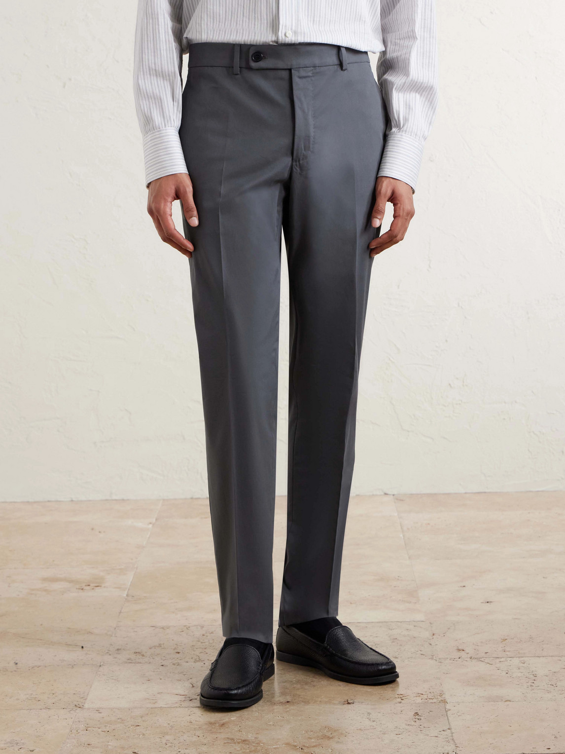 Tapered Stretch-Cotton Trousers