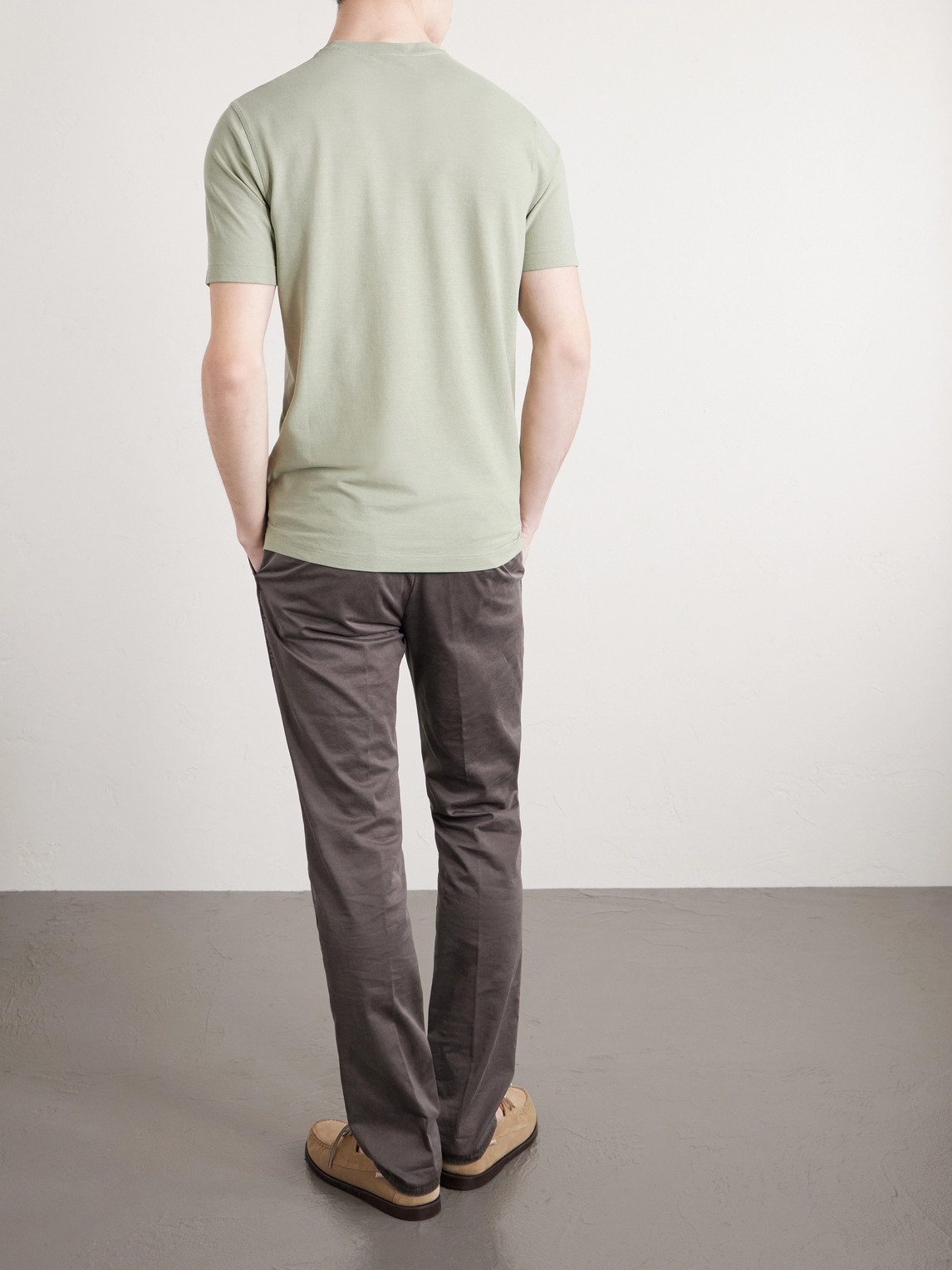Tapered Stretch-Cotton Gabardine Trousers Slim-Fit