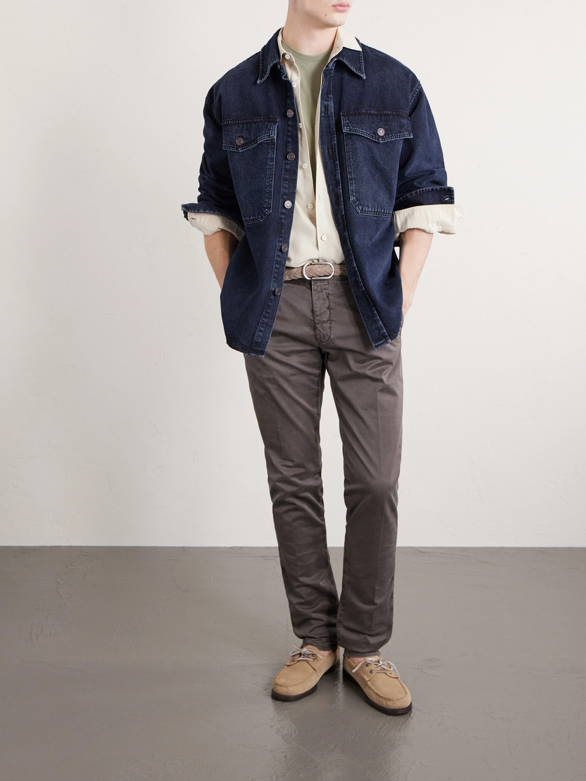 Tapered Stretch-Cotton Gabardine Trousers Slim-Fit