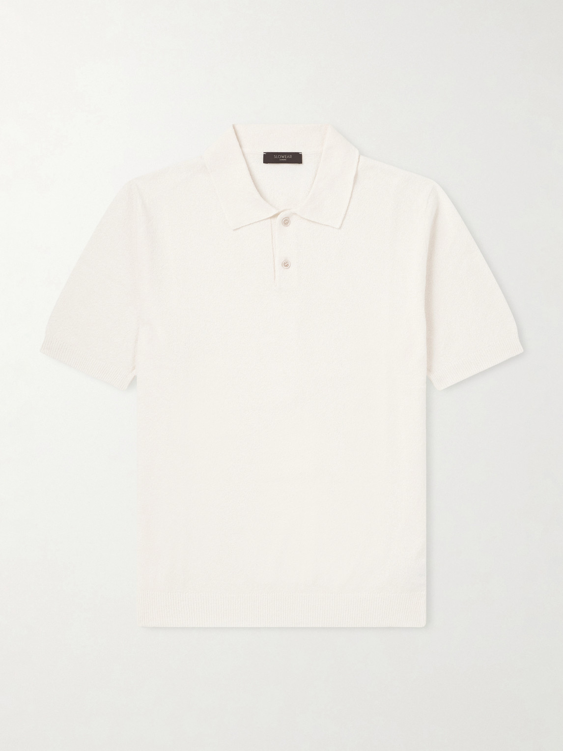 Slowear Slim-fit Cotton-blend Terry Polo Shirt In White
