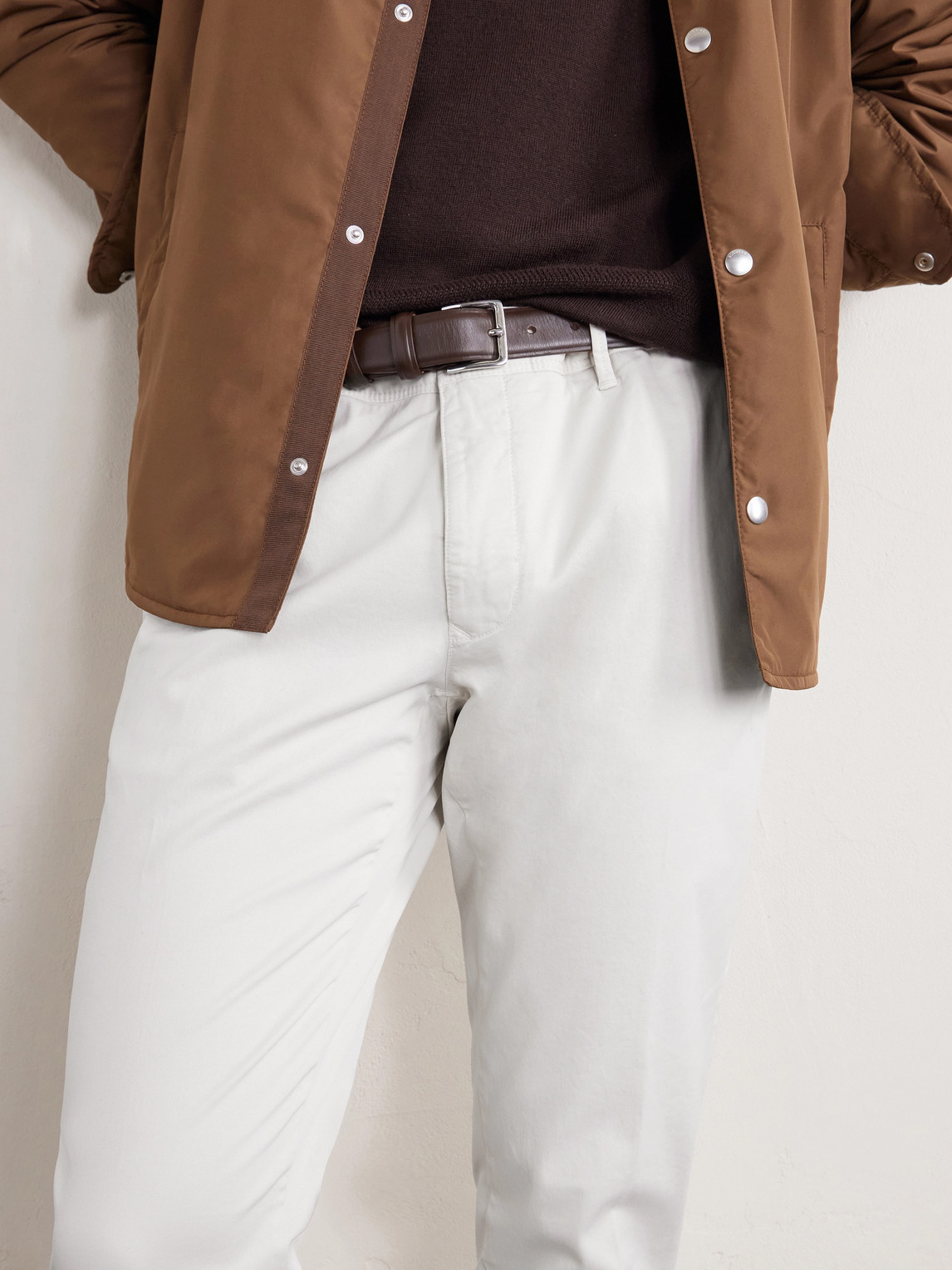 Tapered Stretch-Cotton Gabardine Trousers Slim-Fit