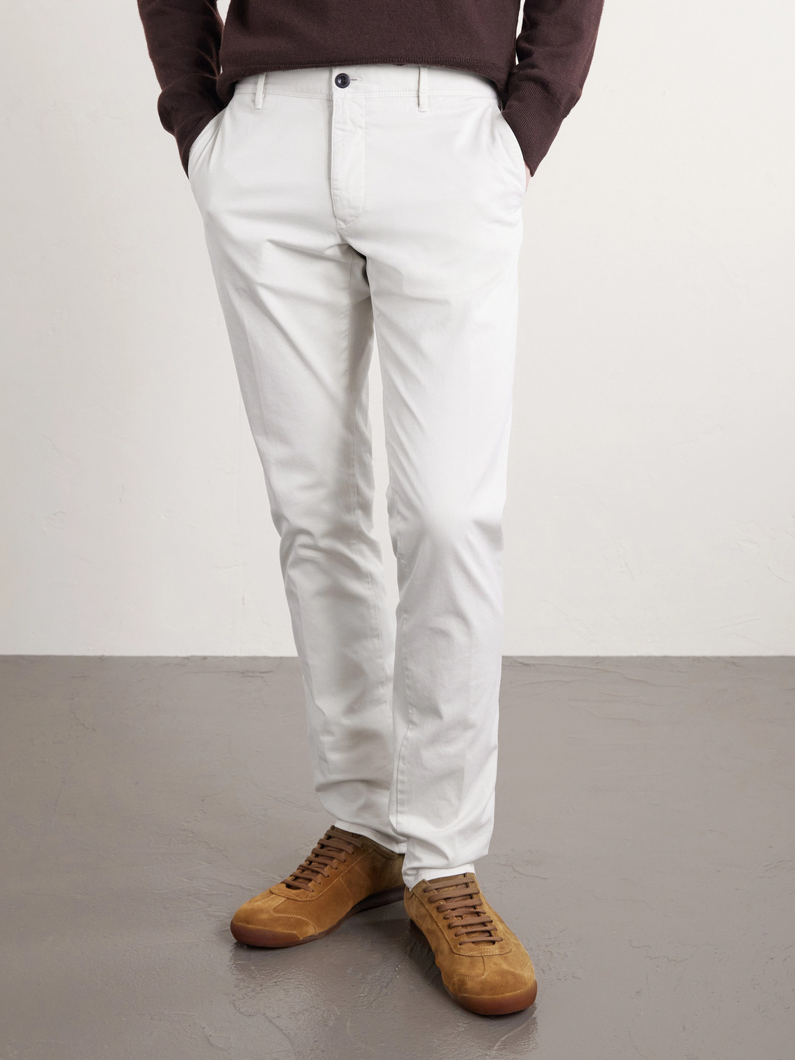 Tapered Stretch-Cotton Gabardine Trousers Slim-Fit
