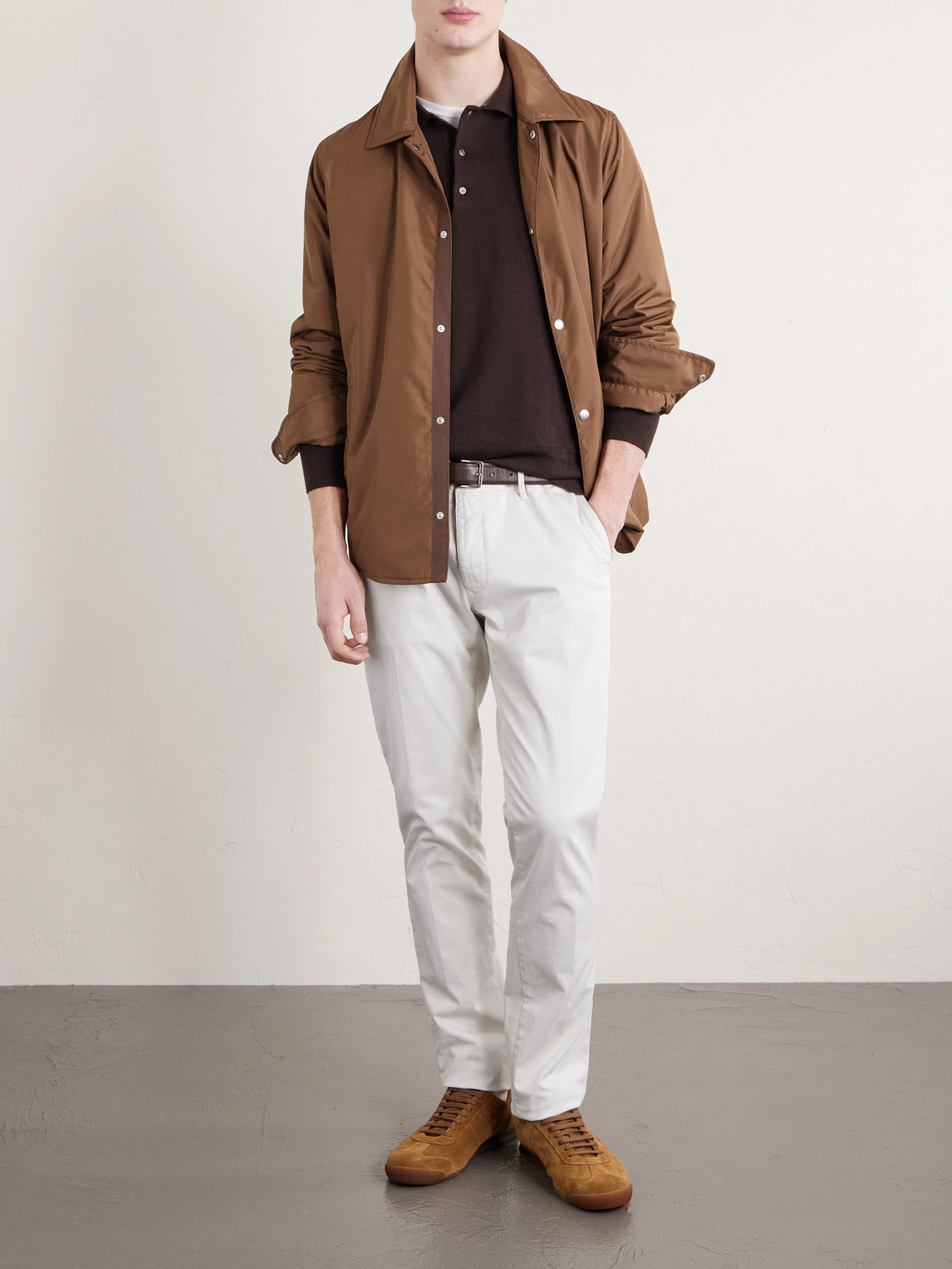 Tapered Stretch-Cotton Gabardine Trousers Slim-Fit
