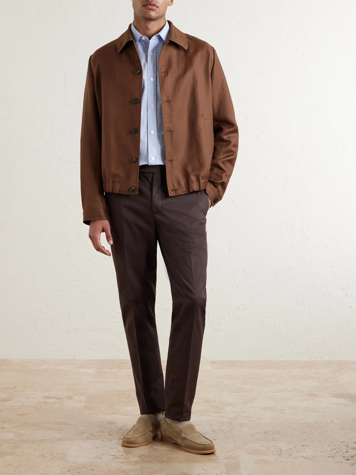 Tapered Stretch-Cotton Trousers