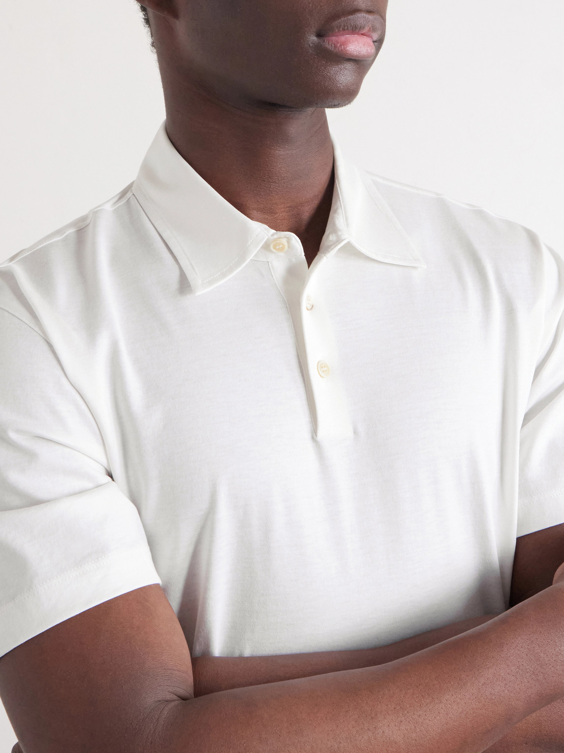 Cotton And Silk-Blend Jersey Polo Shirt