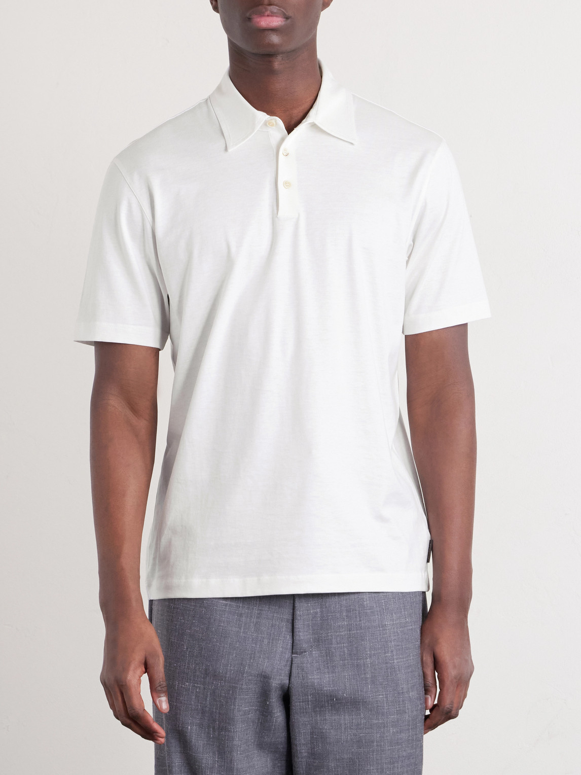 Cotton And Silk-Blend Jersey Polo Shirt