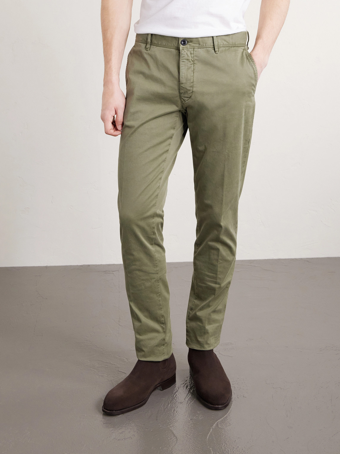 Tapered Stretch-Cotton Gabardine Trousers Slim-Fit