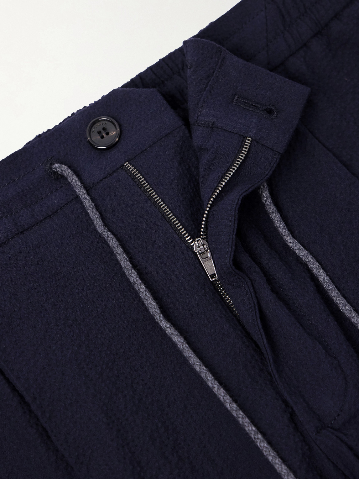 Tapered Cotton-Blend Seersucker Trousers