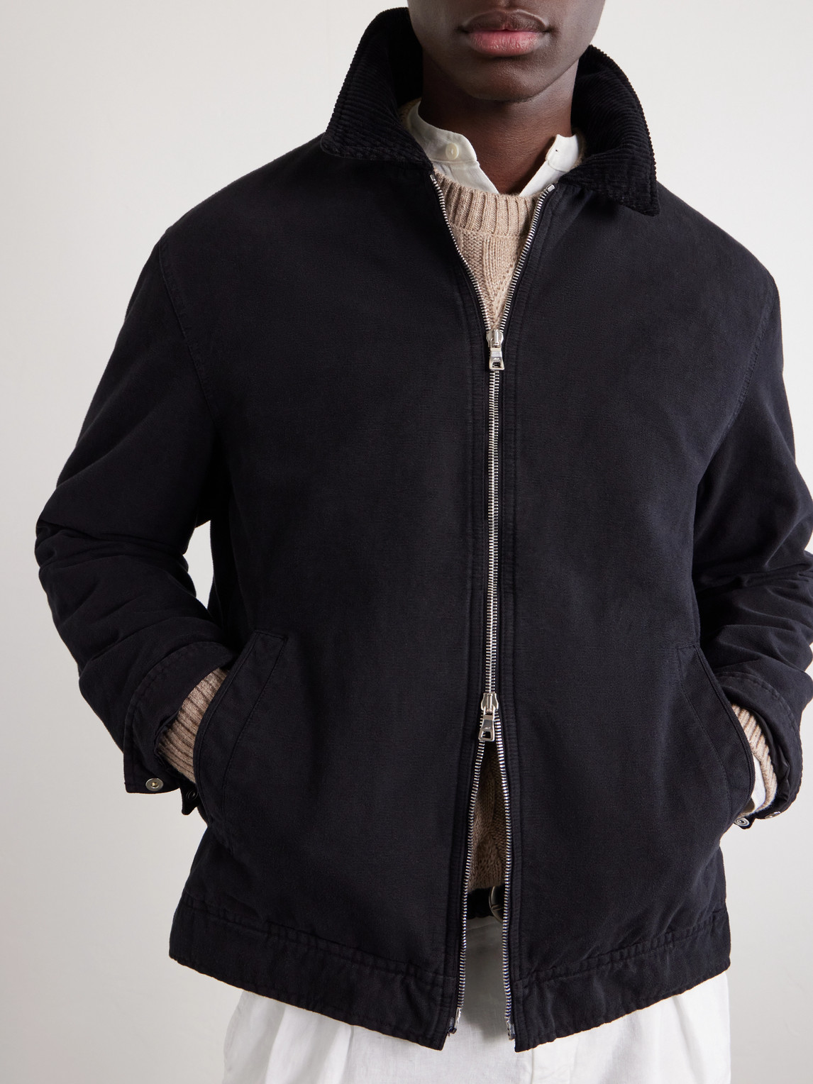 Mr P. - Corduroy-Trimmed Organic Cotton Coach Jacket