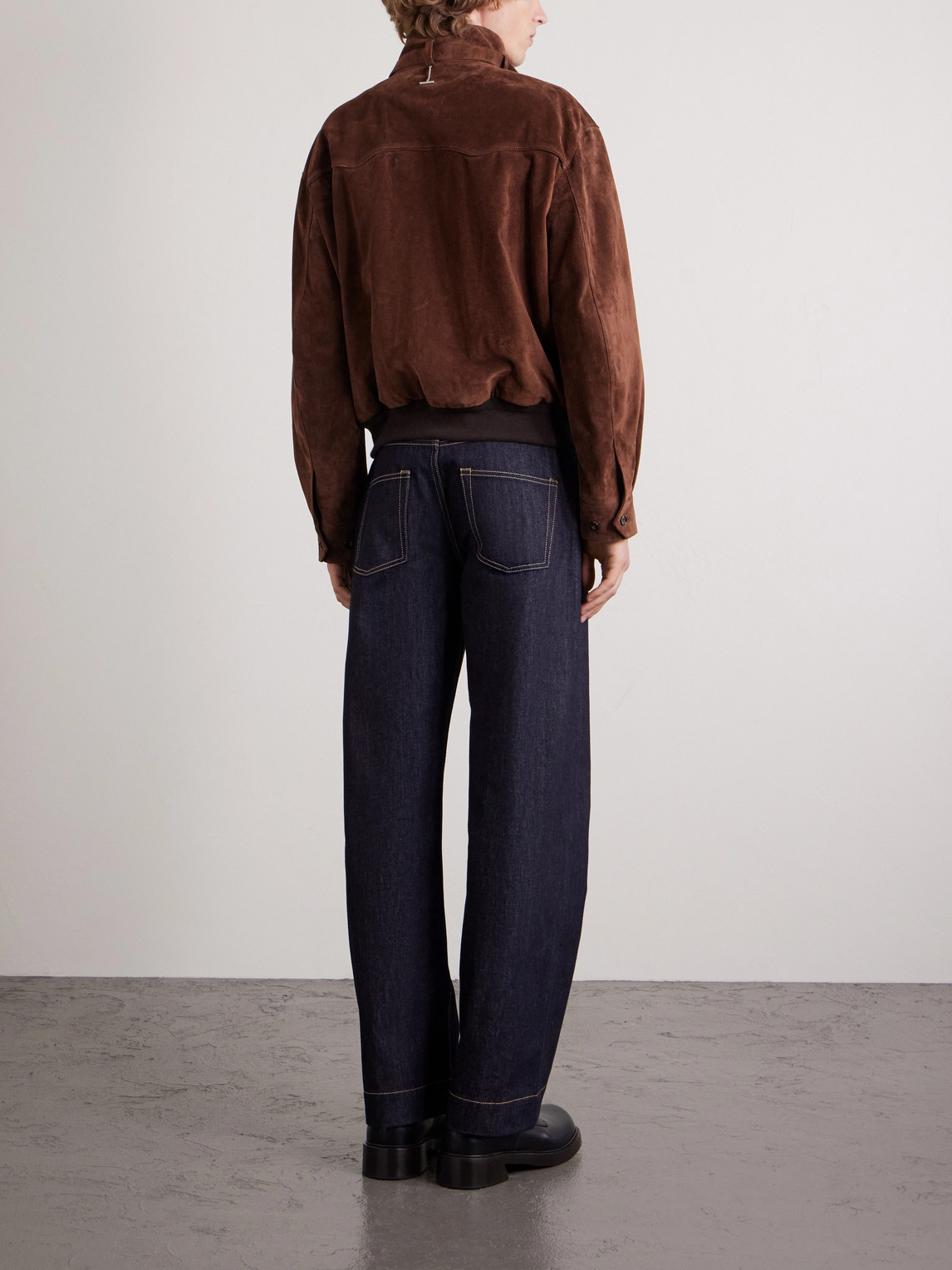 Panelled Suede Harrington Jacket